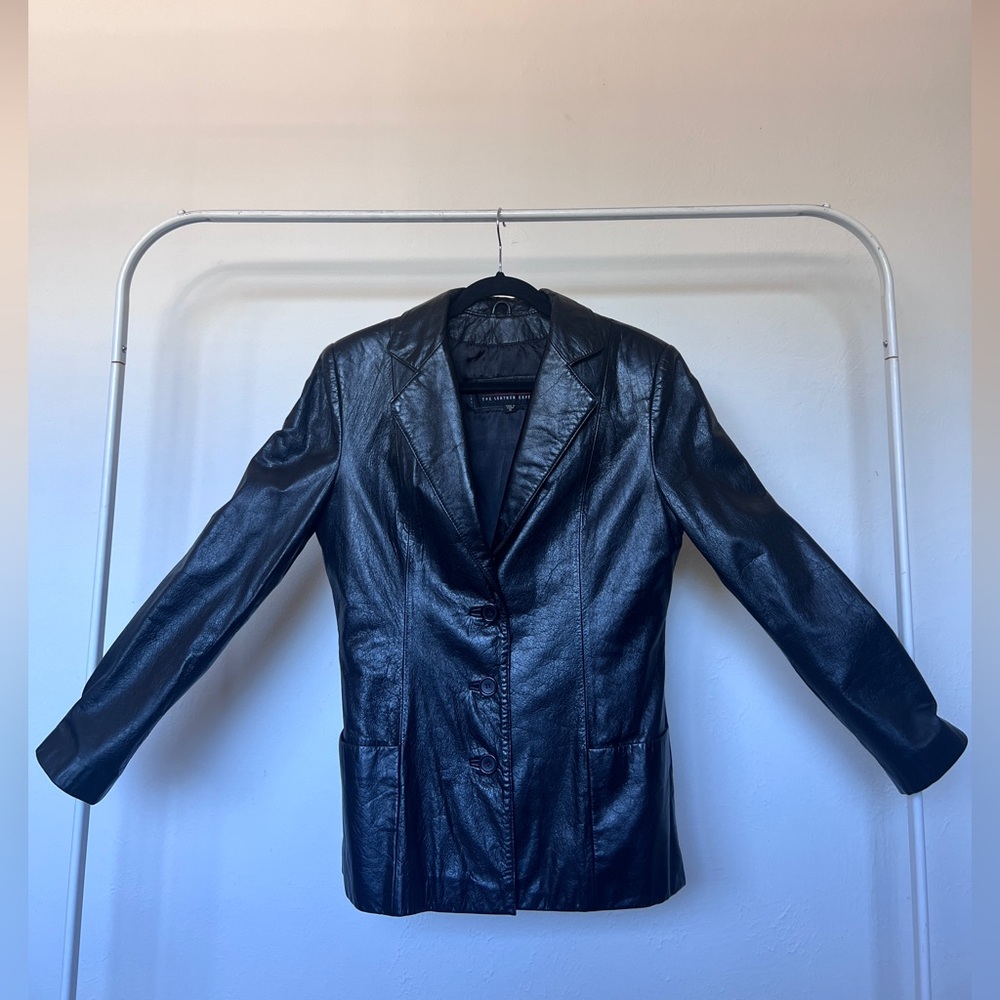 Black Leather Women's Coat